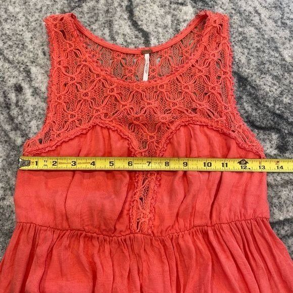 Free People Small Coral Crochet Swing Dress Boho Festival Party - Picture 7 of 8